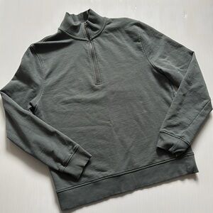 Seasalt Cornwall Men's Organic Cotton wood moss green quarter zip. Size medium
